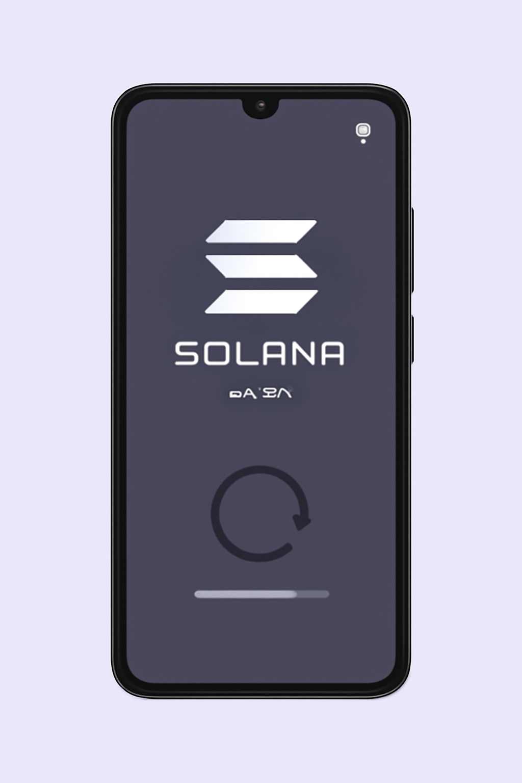 Solana Saga phone powering on with WiFi and update icons, clean mobile interface