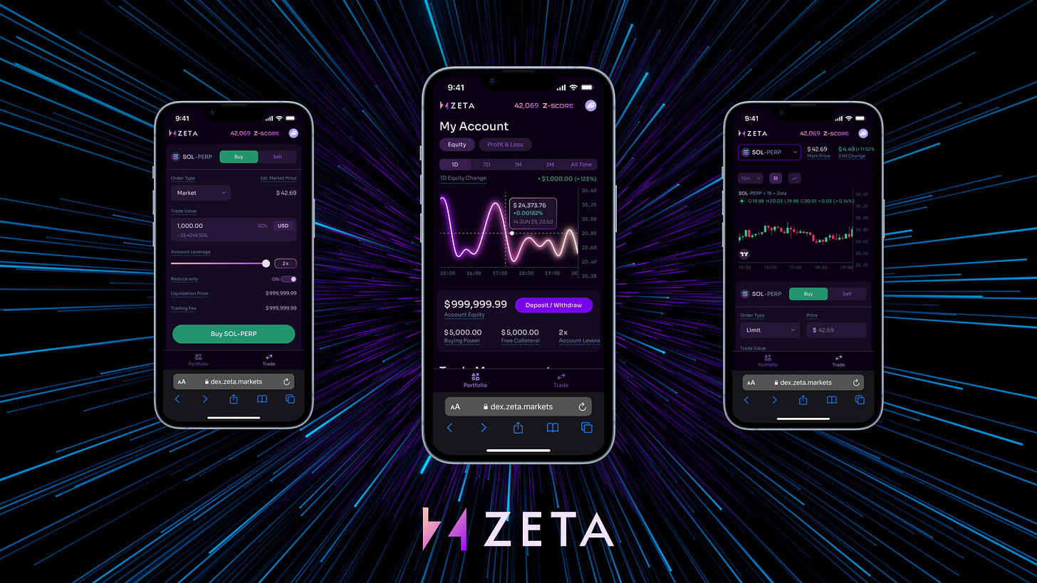 Solana Saga crypto phone displaying Tinder-style swipe interface for prediction markets betting app