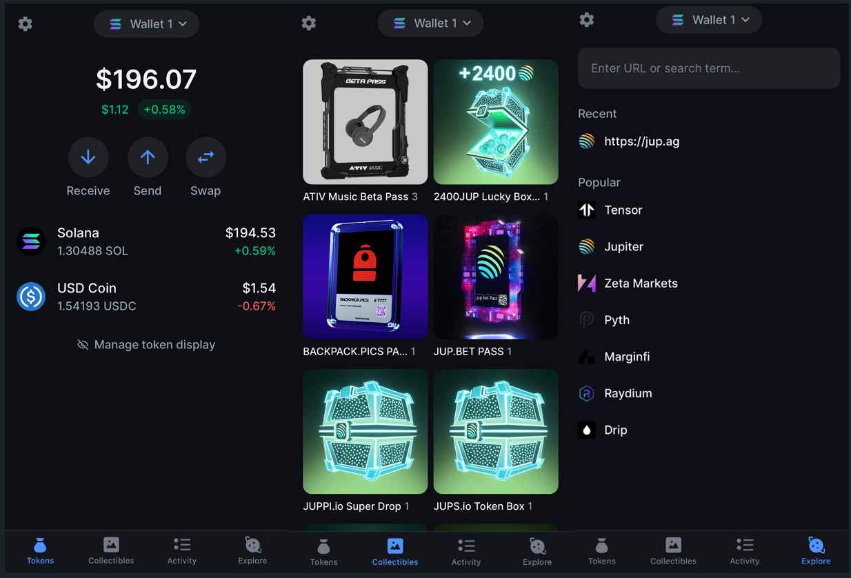 Solana Saga vs Seeker phones side by side with a latency improvement chart overlay, highlighting 2025 mobile DeFi upgrades
