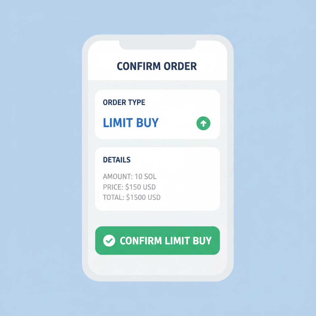 Jupiter Mobile confirmation button for limit order