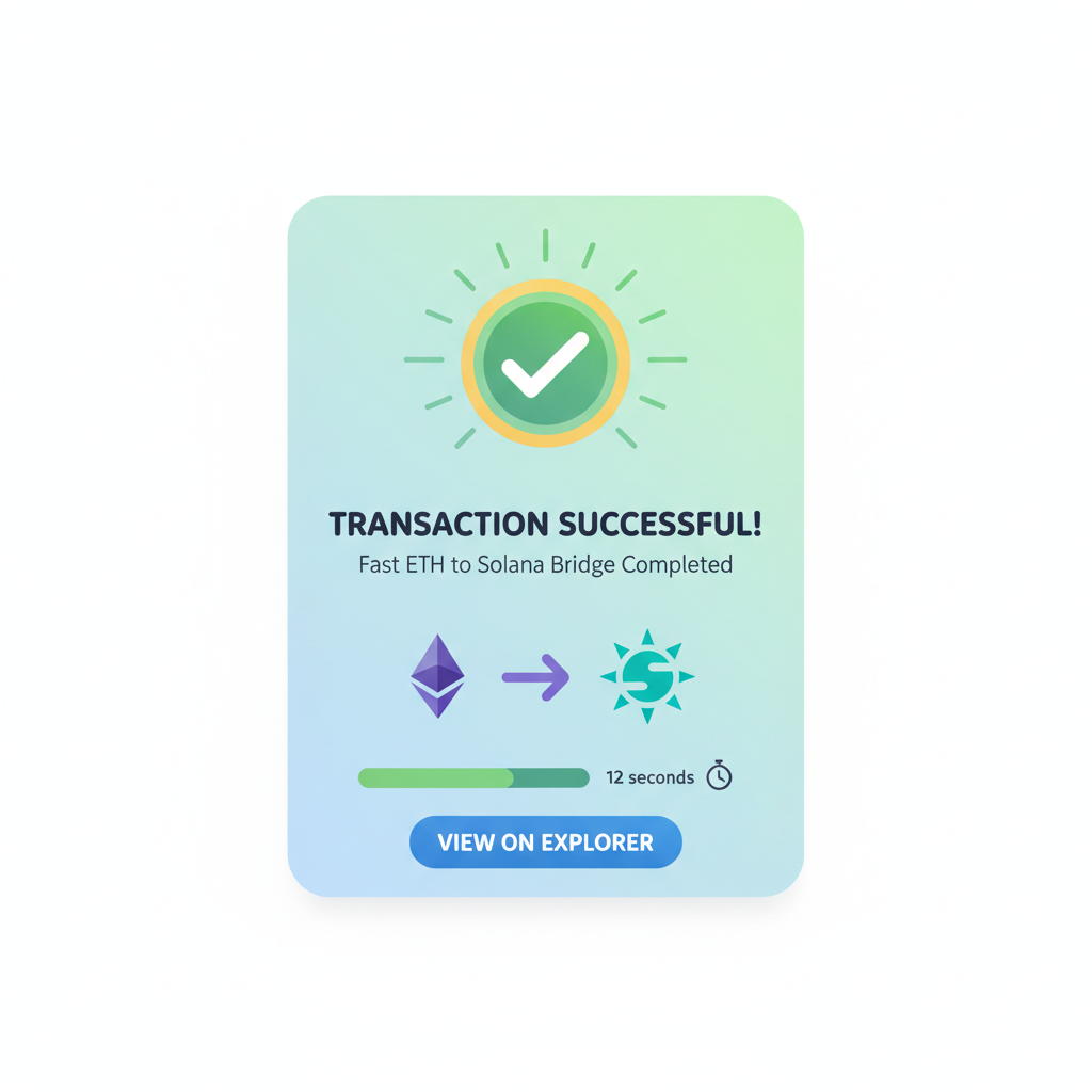 deBridge success screen tracking fast ETH to Solana bridge
