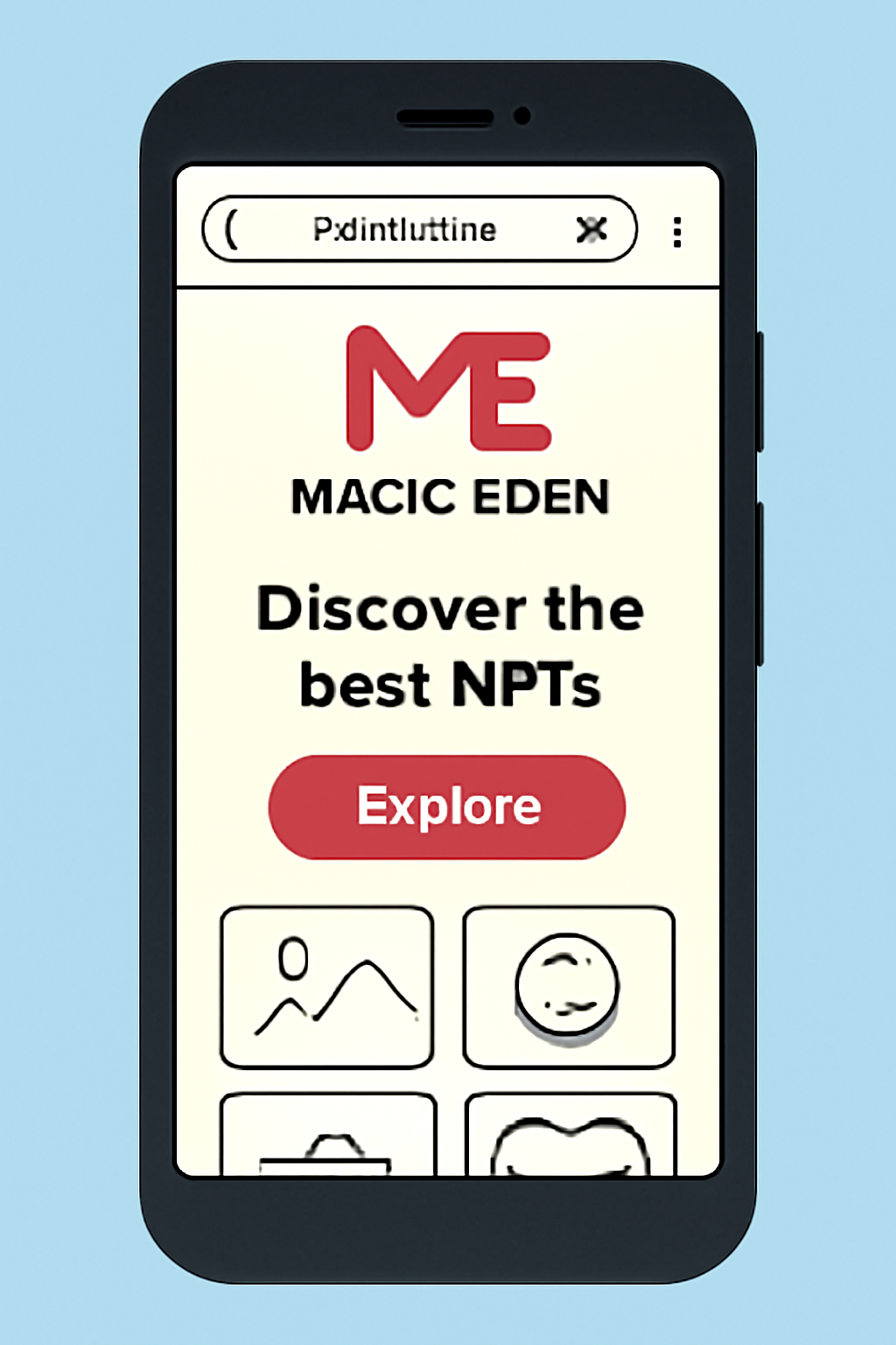 Saga phone browser landing on Magic Eden homepage